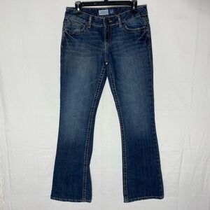Vintage Y2K Aeropostale Med Dark Wash Low Rise Hailey Skinny Flare Leg Jeans 8